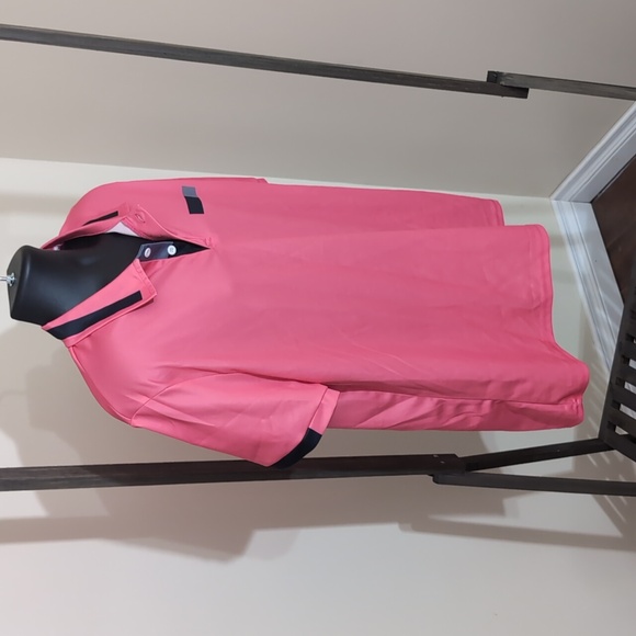 Pink Athletic Polo With Black Detailing Polyester Cotton Blend - Picture 4 of 11